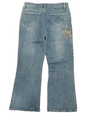Y2K Cosmopolitan Faded Embroidered Bootcut Flared Low Rise Jeans